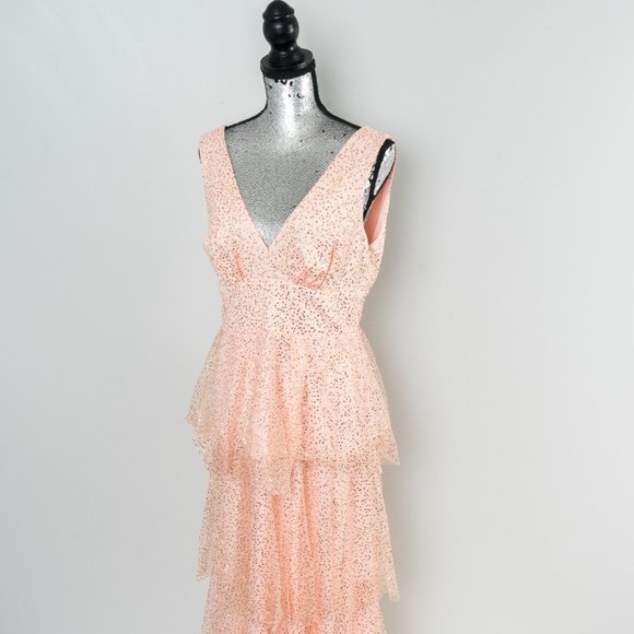 NWT Laundry by Shelli Segal Sequined Tiered   Gown - Picture 4 of 9